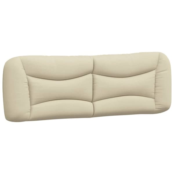 sengeramme med sengegavl 160x200 cm stof cremefarvet