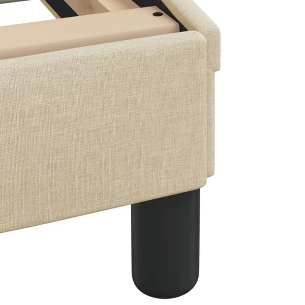 sengeramme med sengegavl 160x200 cm stof cremefarvet