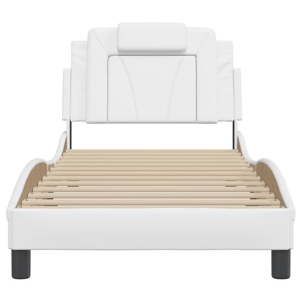 sengeramme med sengegavl 80x200 cm kunstlæder hvid