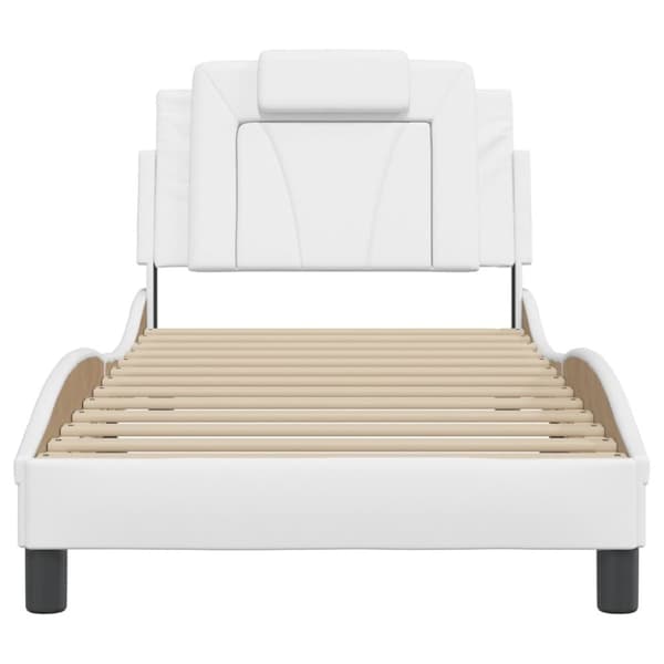 sengeramme med sengegavl 90x190 cm kunstlæder hvid
