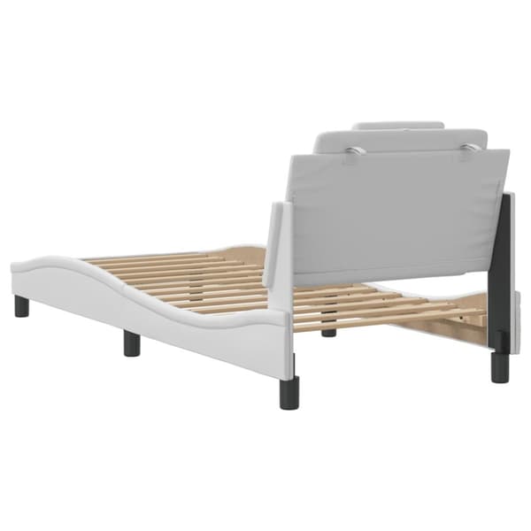 sengeramme med sengegavl 90x190 cm kunstlæder hvid