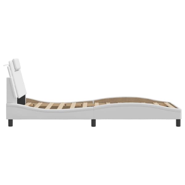 sengeramme med sengegavl 90x190 cm kunstlæder hvid