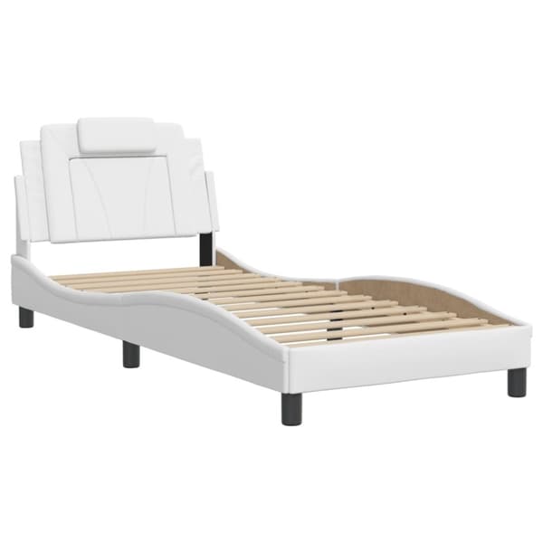 sengeramme med sengegavl 90x190 cm kunstlæder hvid