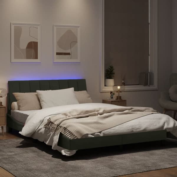 sengeramme med LED-lys 120x200 cm velour lysegrå