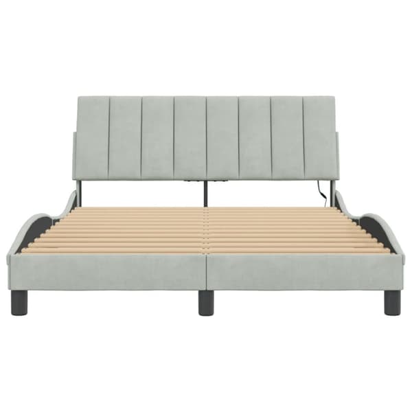 sengeramme med LED-lys 120x200 cm velour lysegrå