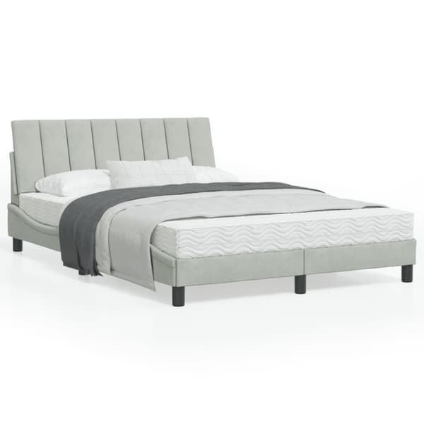 sengeramme med LED-lys 120x200 cm velour lysegrå