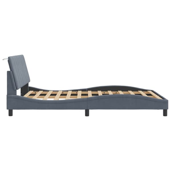 sengeramme med LED-lys 140x190 cm velour mørkegrå