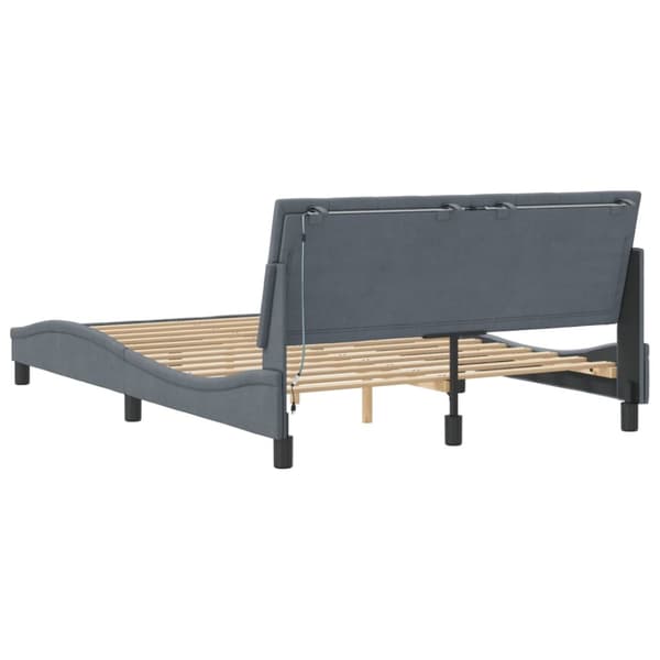 sengeramme med LED-lys 140x190 cm velour mørkegrå