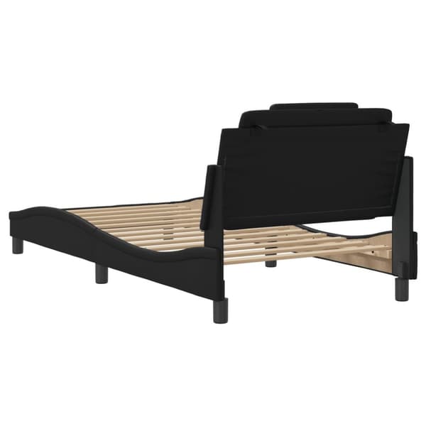sengeramme med LED-lys 100x200 cm kunstlæder sort