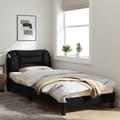 Miniatyrbillede 5 af 10: sengeramme med LED-lys 90x190 cm stof sort