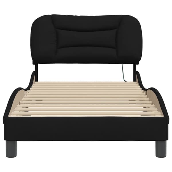 sengeramme med LED-lys 90x190 cm stof sort