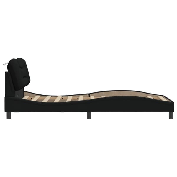 sengeramme med LED-lys 90x190 cm stof sort
