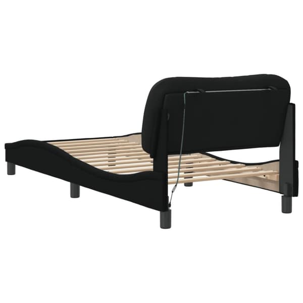 sengeramme med LED-lys 90x190 cm stof sort