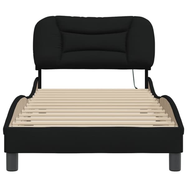 sengeramme med LED-lys 90x200 cm stof sort