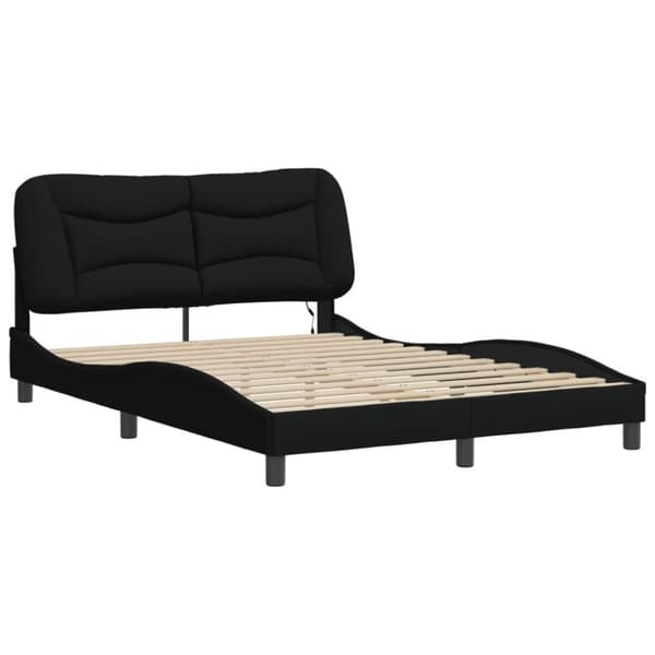 sengeramme med LED-lys 120x200 cm stof sort