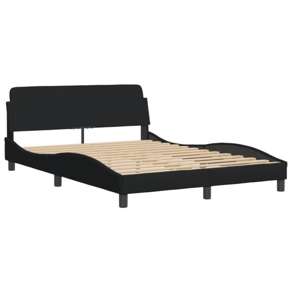 sengeramme med LED-lys 120x200 cm stof sort