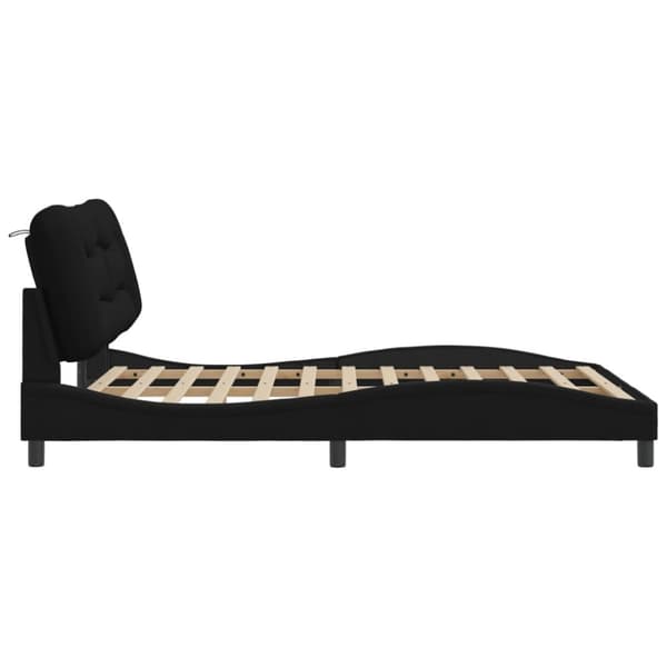 sengeramme med LED-lys 120x200 cm stof sort