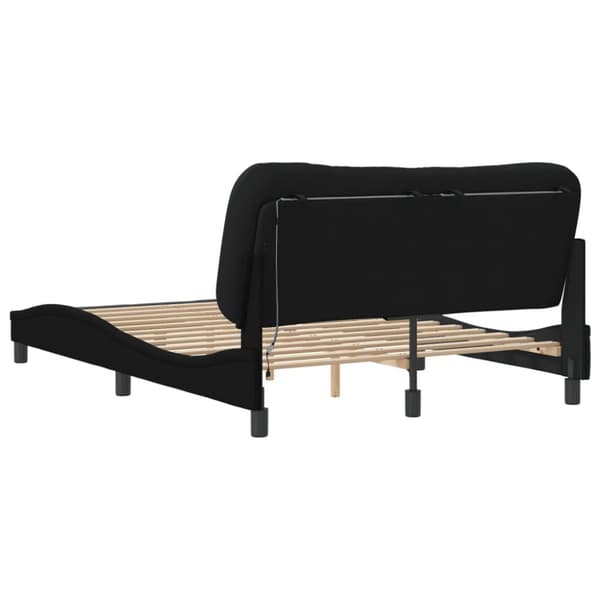 sengeramme med LED-lys 120x200 cm stof sort