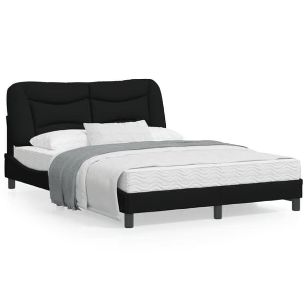 sengeramme med LED-lys 120x200 cm stof sort
