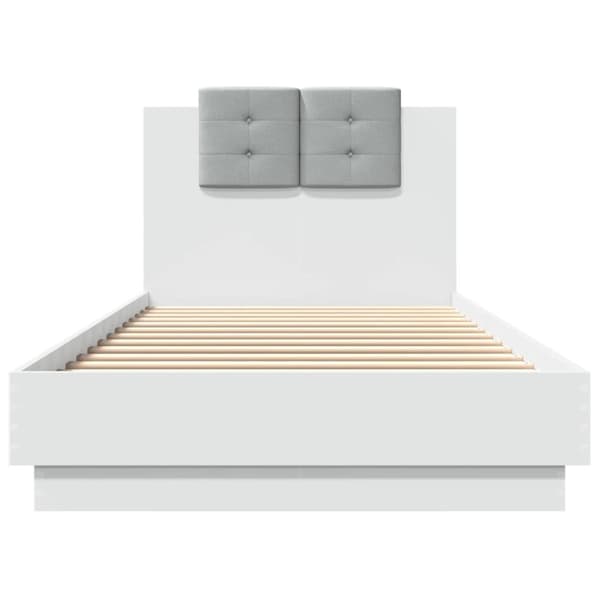 sengeramme med sengegavl 90x200 cm konstrueret træ hvid