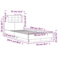 Miniatyrbillede 9 af 9: sengeramme med sengegavl 90x200 cm konstrueret træ hvid