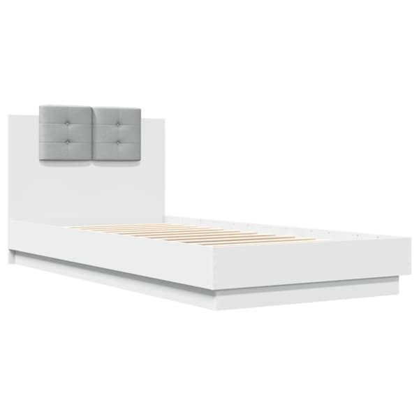 sengeramme med sengegavl 90x200 cm konstrueret træ hvid
