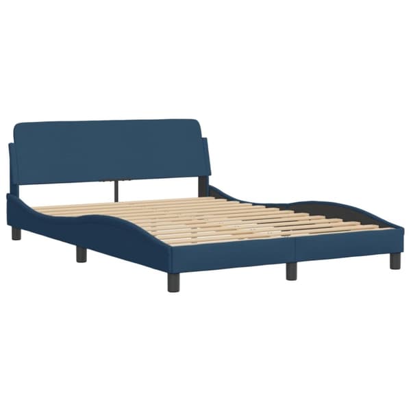 sengeramme med LED-lys 140x190 cm stof blå