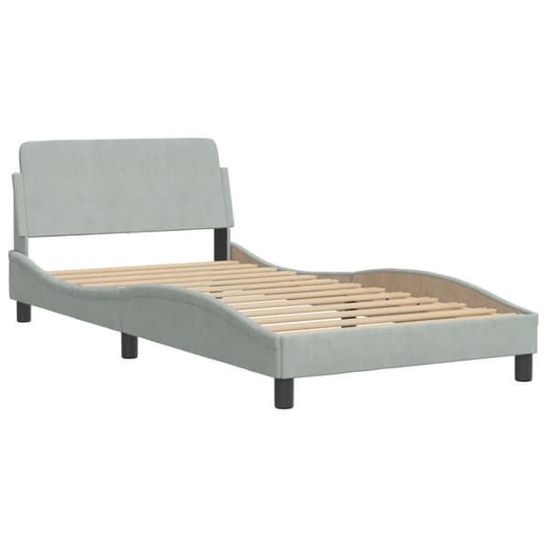 sengeramme med sengegavl 100x200 cm fløjl lysegrå