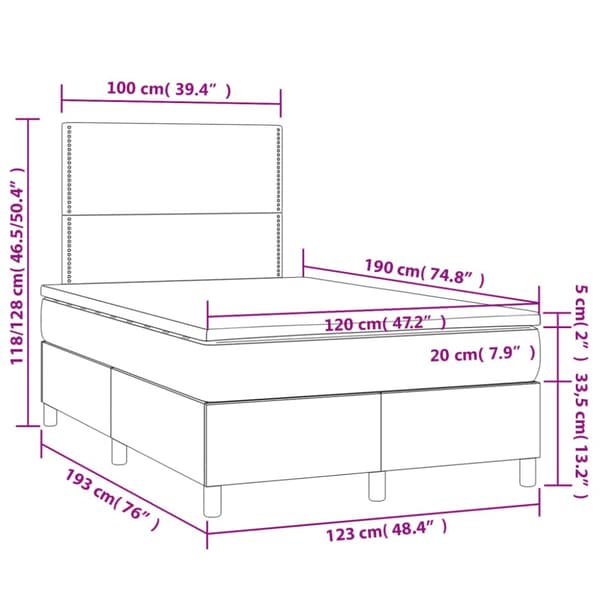 kontinentalseng med madras 120x190 cm stof cremefarvet