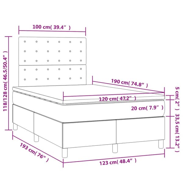 Ramsäng med madrass gräddvit 120x190 cm tyg