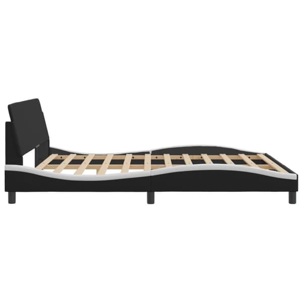 sengeramme med sengegavl 180x200 cm kunstlæder sort og hvid