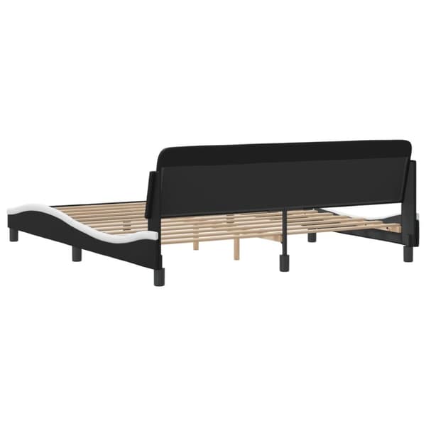 sengeramme med sengegavl 180x200 cm kunstlæder sort og hvid
