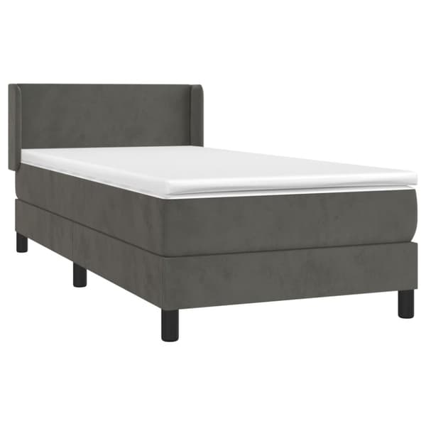 Ramsäng med madrass mörkgrå 90x200 cm sammet