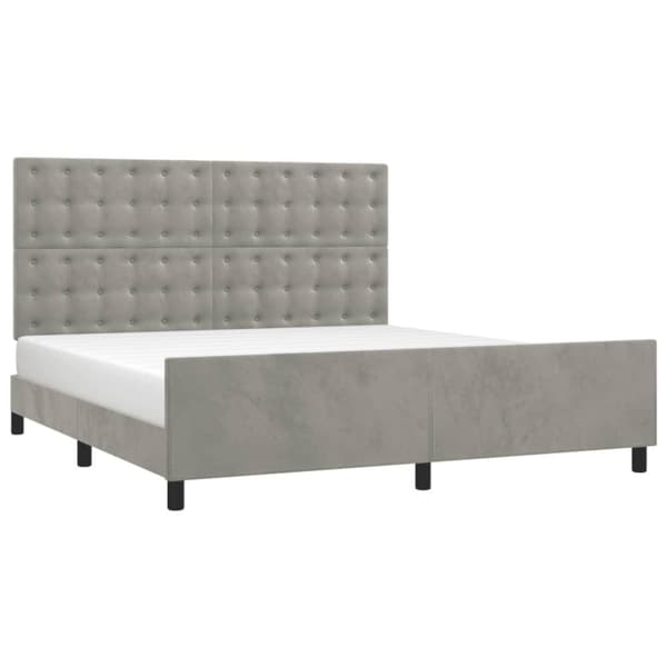 sengeramme med sengegavl 180x200 cm fløjl lysegrå