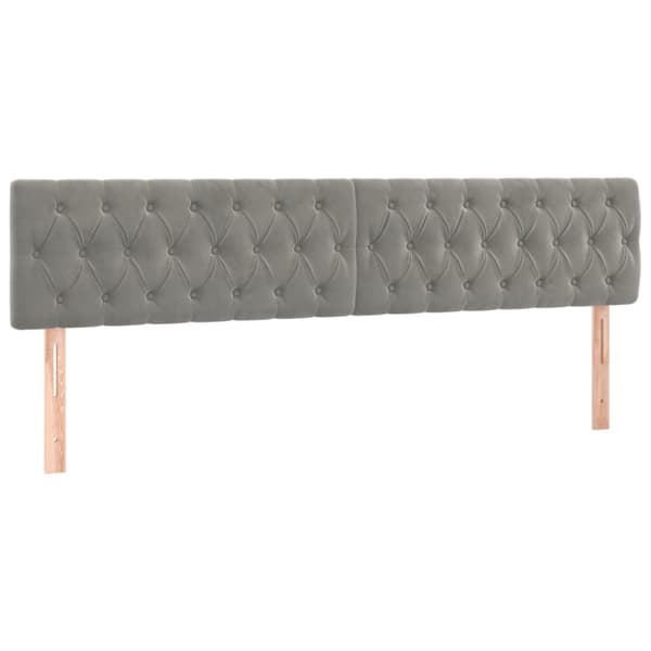 Ramsäng med madrass ljusgrå 180x200 cm sammet