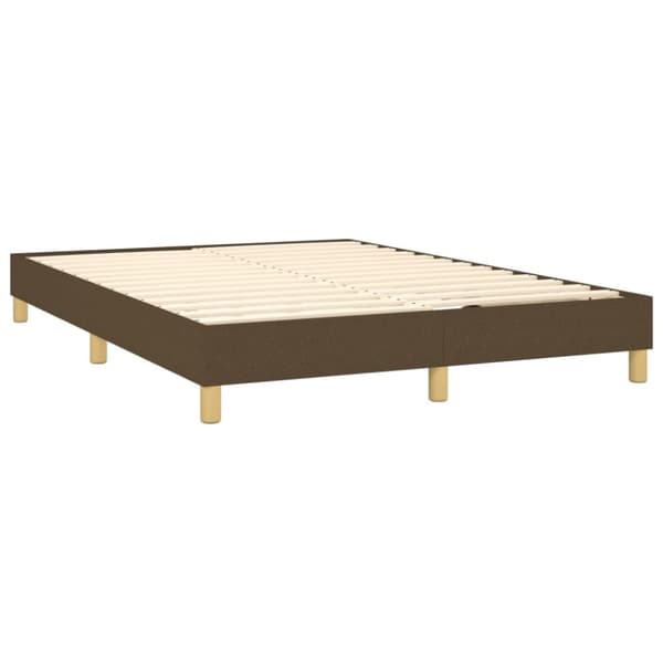 Ramsäng med madrass & LED mörkbrun 140x190 cm tyg