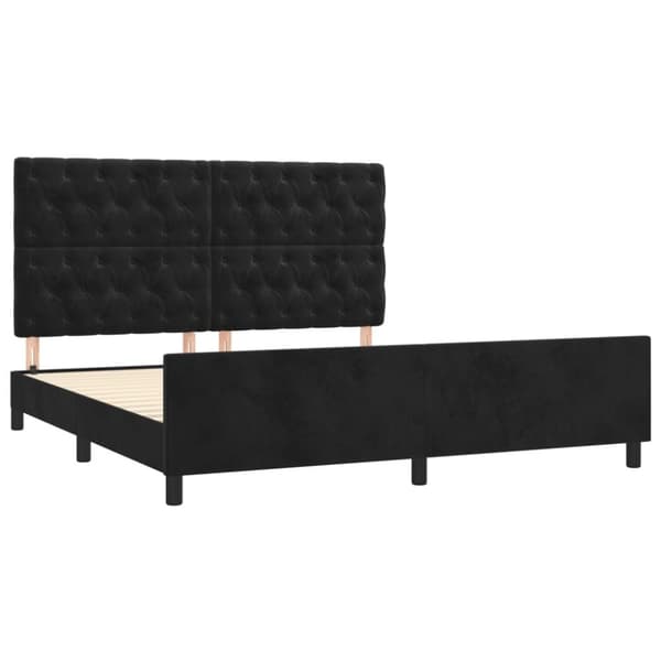 sengeramme med sengegavl 160x200 cm fløjl sort