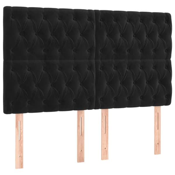 sengeramme med sengegavl 160x200 cm fløjl sort