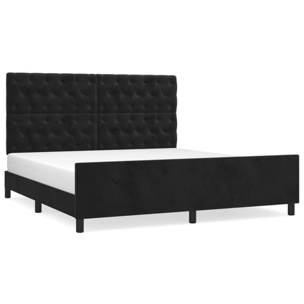 sengeramme med sengegavl 160x200 cm fløjl sort