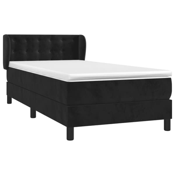 Ramsäng med madrass svart 90x190 cm sammet