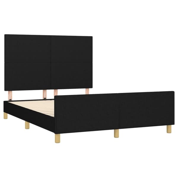 sengeramme med sengegavl 140x190 cm stof sort