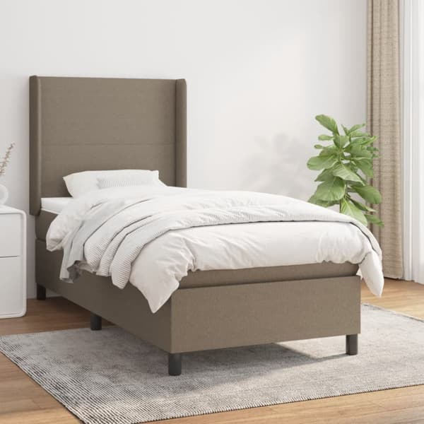 kontinentalseng med madras 90x190 cm stof gråbrun