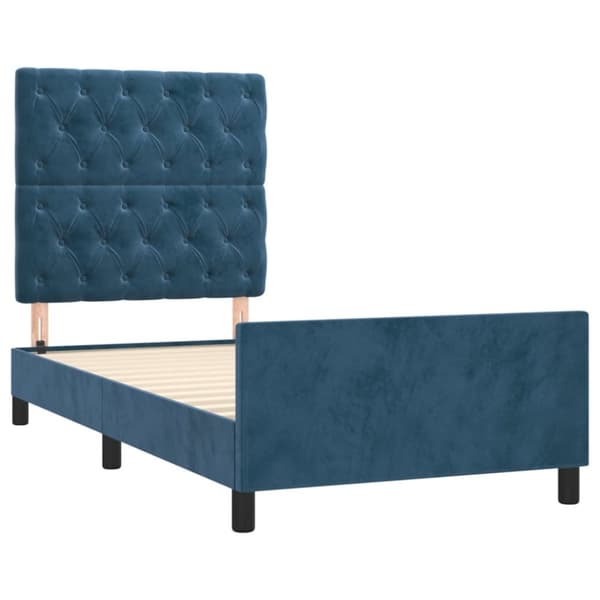 sengeramme med sengegavl 80x200 cm fløjl mørkeblå