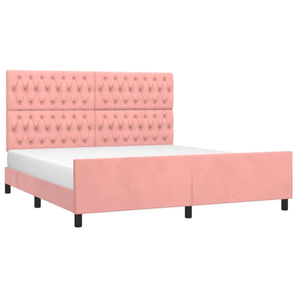 sengeramme med sengegavl 180x200 cm fløjl pink
