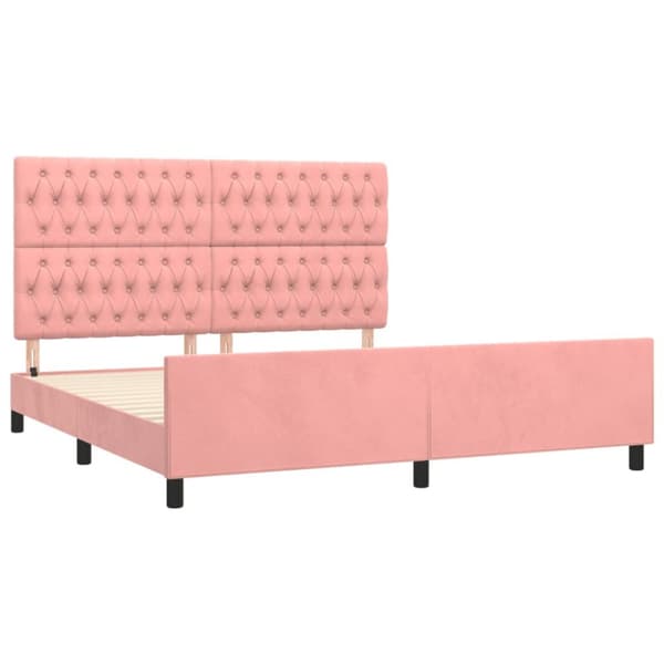 sengeramme med sengegavl 180x200 cm fløjl pink