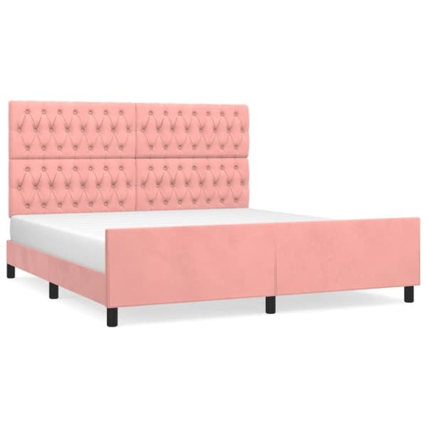 sengeramme med sengegavl 180x200 cm fløjl pink