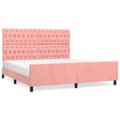 Miniatyrbillede 2 af 10: sengeramme med sengegavl 180x200 cm fløjl pink