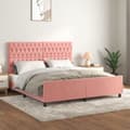 Miniatyrbillede 1 af 10: sengeramme med sengegavl 180x200 cm fløjl pink
