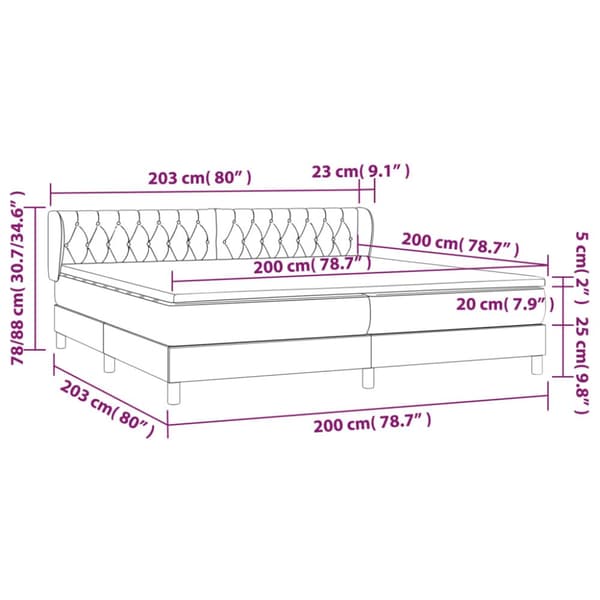 kontinentalseng med madras 200x200 cm stof cremefarvet