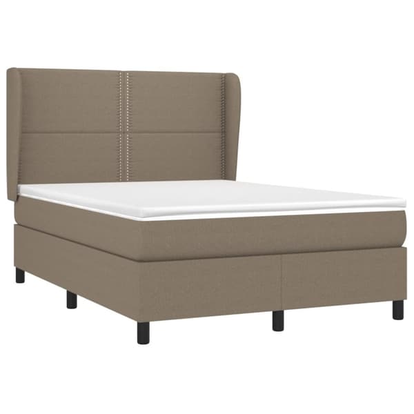 Ramsäng med madrass taupe 140x190 cm tyg
